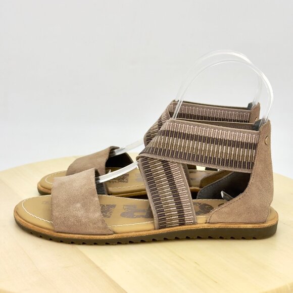 Sorel Ash Brown Ella Suede Leather Strappy Open Toe Flat Sandals Size 5.5 NEW! - Picture 3 of 8